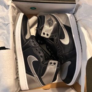 Jordan Men's Black and Silver High-Top Sneakers